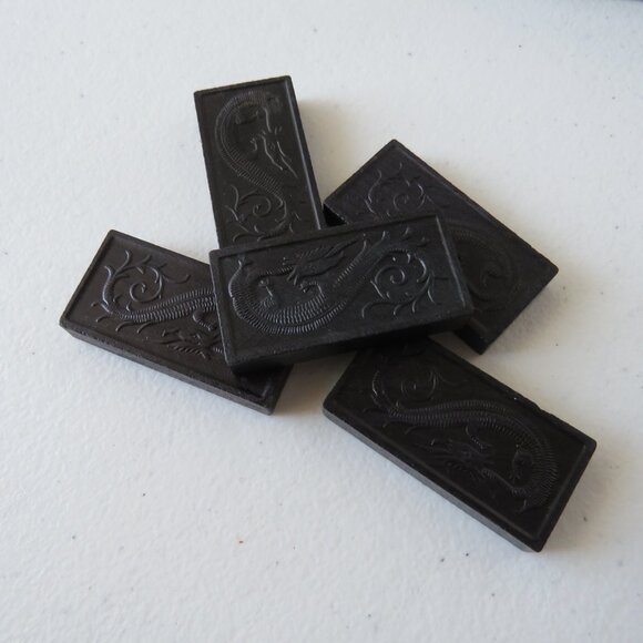 Milton Bradley Vintage Wooden Dominoes 1970 Complete Set 55 Pieces Halsam Dragon - Picture 9 of 11